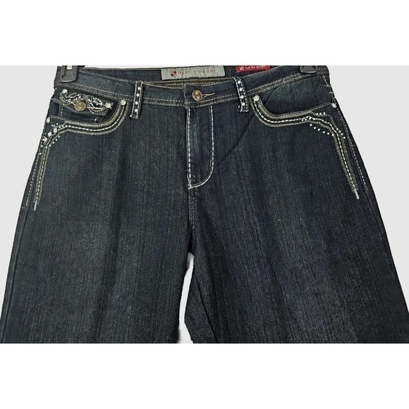 Gene Culture ~Woman Size 12~ Dark Wash Denim Mid Rise Boot Cut Jeans Black. - Picture 5 of 12